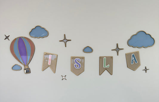Hotair Balloon Name Plaque- Kids Bedroom Decor- Hotair Balloon Bedroom Decor