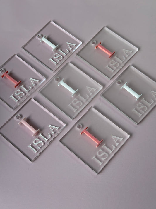 Personalised Acrylic Square Tags- Tags For Favours- Engraved Acrylic Square Gift Tags