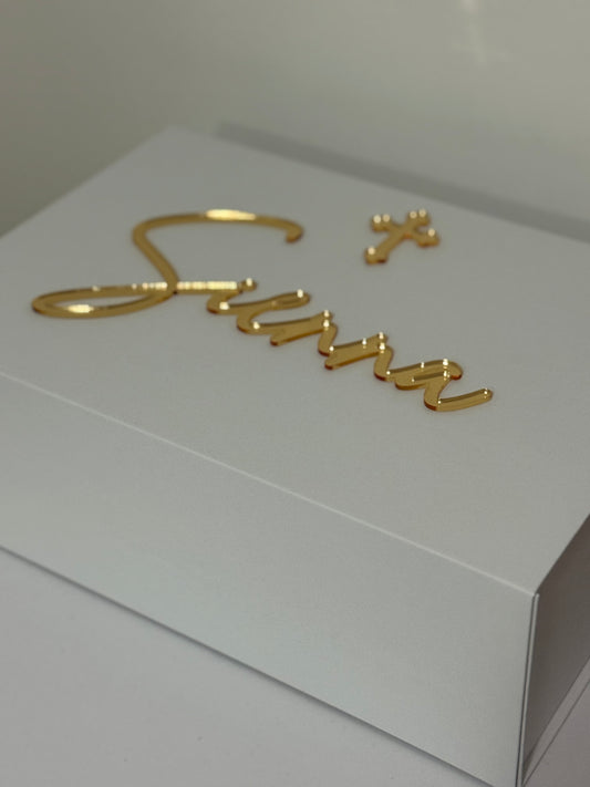 Acrylic Single-Layer Name Plaque – Custom Name Decoration for Boxes & Events