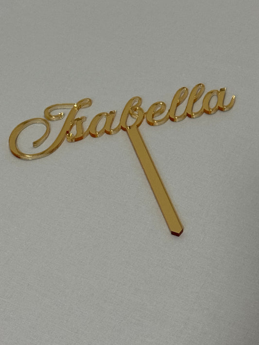 Personalised Single Layer Cake Topper- Gold