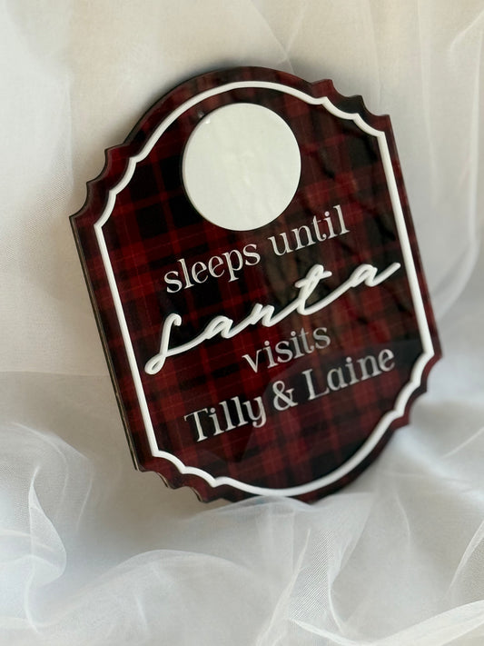 Christmas Countdown Plaque- Red Plaid