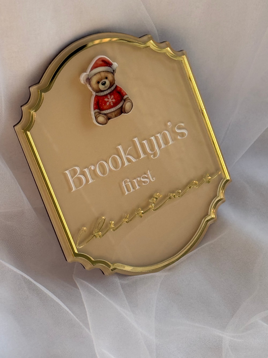Personalised My First Christmas Acrylic Plaque- Beige