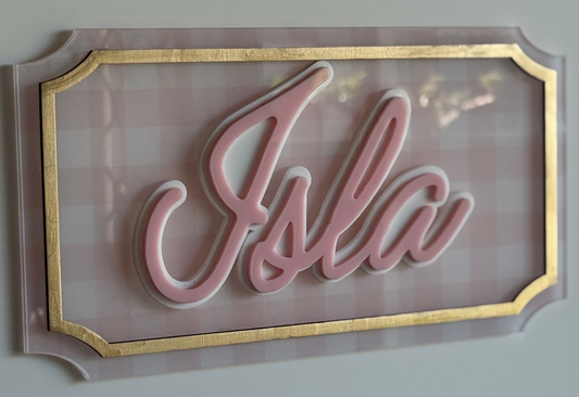 3D Name Plaque- Gingham Style