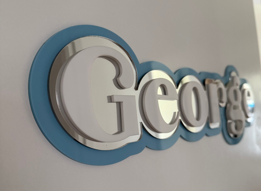 3D Name Plaque- Blue Triple Layer