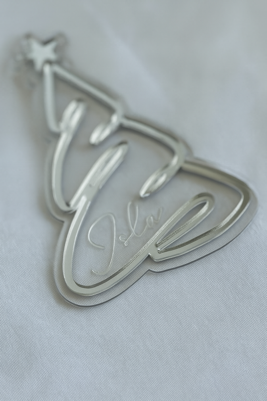Personalised Christmas tree ornament- Silver