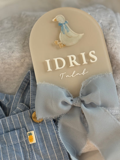 Personalised Birth Announcement Plaque- Goose