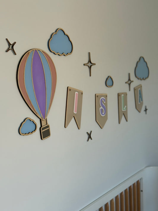 Hotair Balloon Name Plaque- Kids Bedroom Decor- Hotair Balloon Bedroom Decor