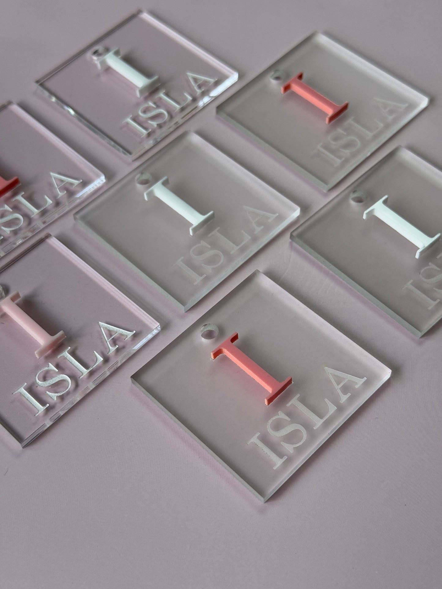 Personalised Acrylic Square Tags- Tags For Favours- Engraved Acrylic Square Gift Tags