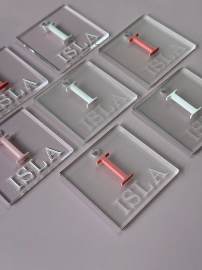Personalised Acrylic Square Tags- Tags For Favours- Engraved Acrylic Square Gift Tags