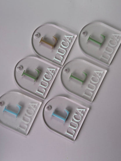Personalised Acrylic Arch Tags- Tags For Favours- Engraved Acrylic Arch Gift Tags