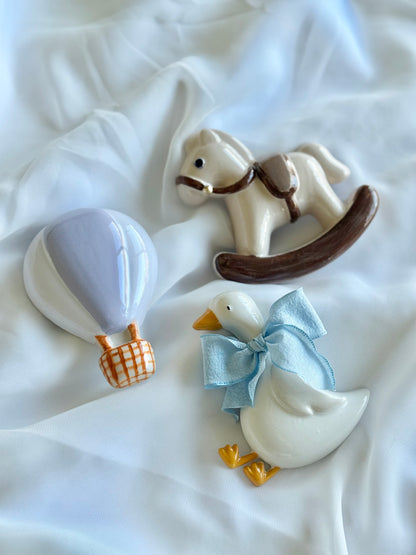 3D Printed Rocking Horse, 3D printed Goose, 3D printed Hot air balloon, 3D printed wall decor, nursery decor