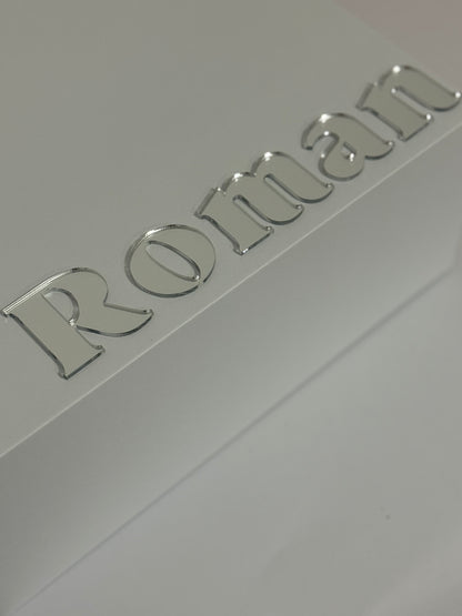 Block Style Acrylic Single-Layer Name Plaque – Custom Name Decoration for Boxes & Events