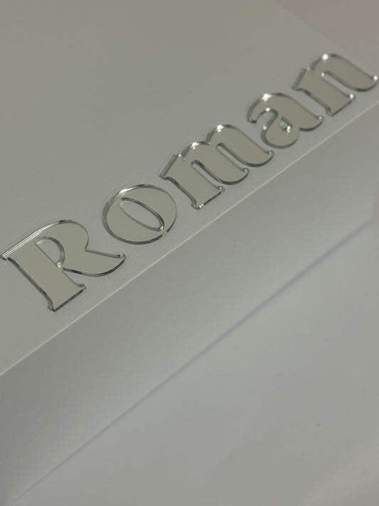 Block Style Acrylic Single-Layer Name Plaque – Custom Name Decoration for Boxes & Events