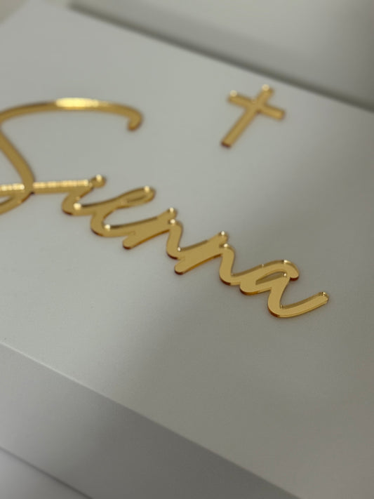 Acrylic Single-Layer Name Plaque – Custom Name Decoration for Boxes & Events