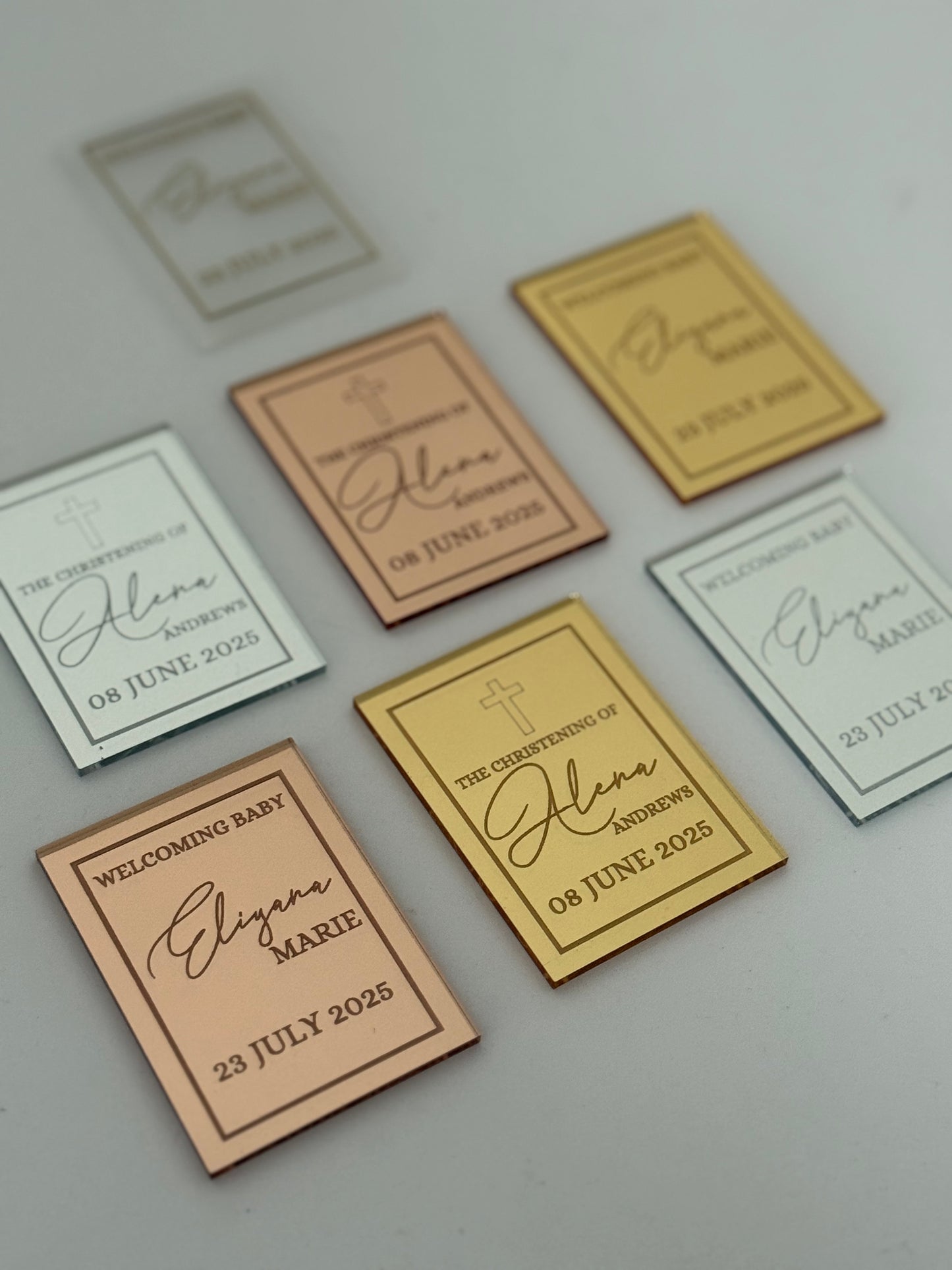 Personalised Mirrored Acrylic Rectangular Plaques – Engraved Plaques for Bottle Favour