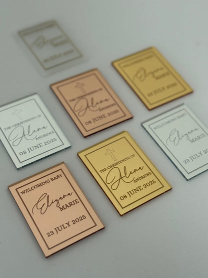 Personalised Mirrored Acrylic Rectangular Plaques – Engraved Plaques for Bottle Favour