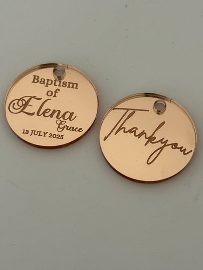 Personalised Round Acrylic Party Favour Tags- Custom Event Decoration