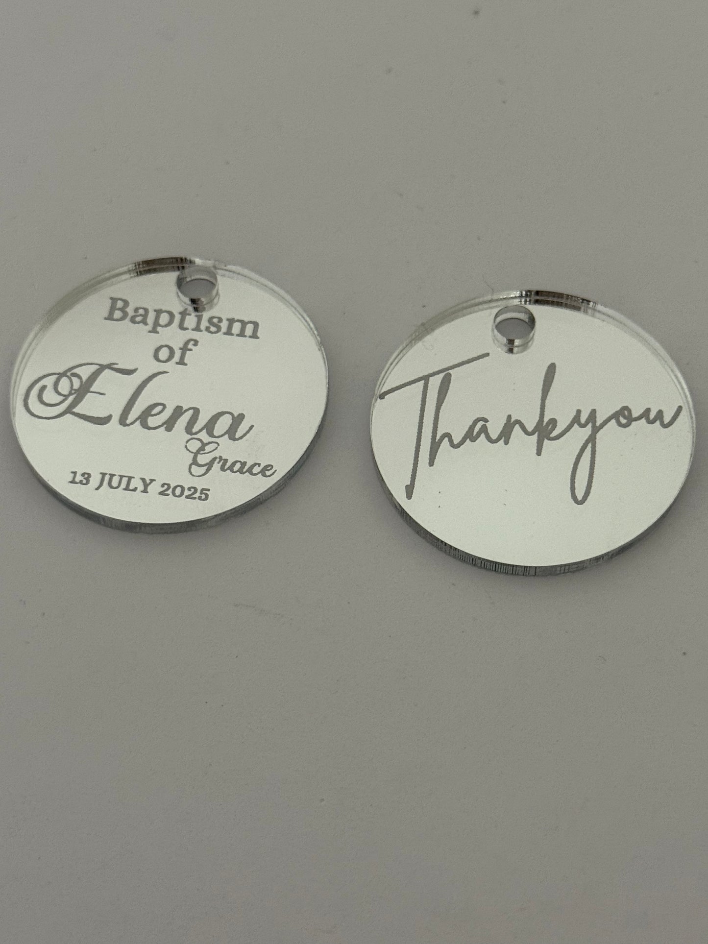 Personalised Round Acrylic Party Favour Tags- Custom Event Decoration
