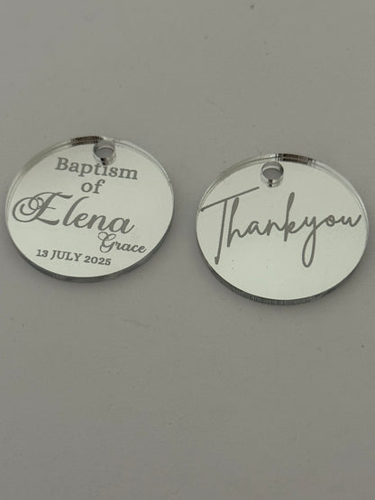 Personalised Round Acrylic Party Favour Tags- Custom Event Decoration