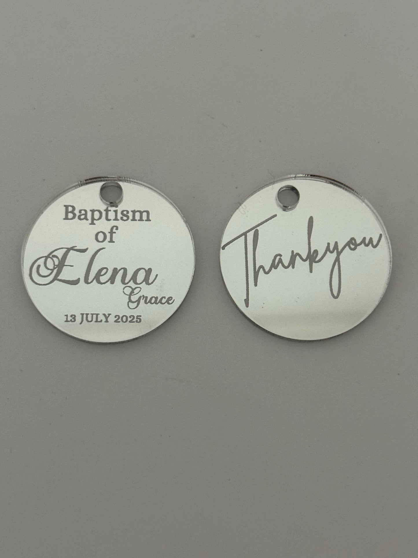 Personalised Round Acrylic Party Favour Tags- Custom Event Decoration