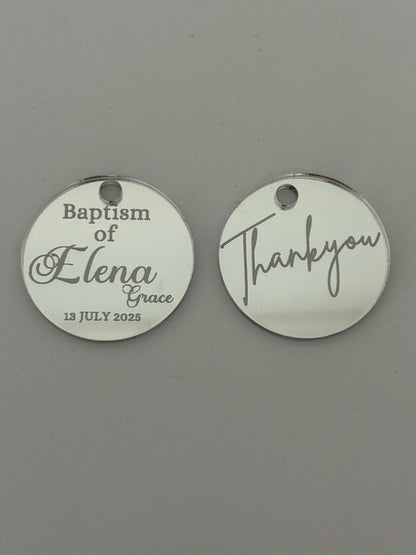 Personalised Round Acrylic Party Favour Tags- Custom Event Decoration