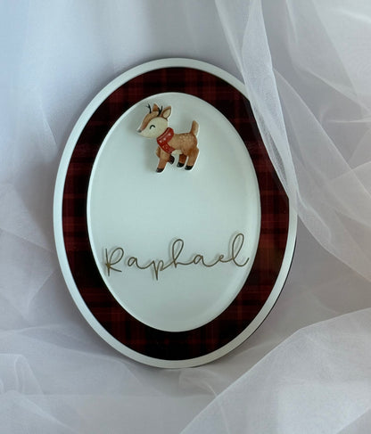 Personalised Christmas Plaque- Red Plaid