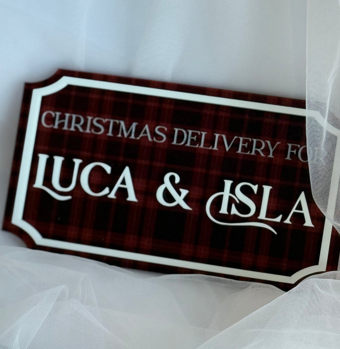 Christmas Crate Plaque - Red Plaid 