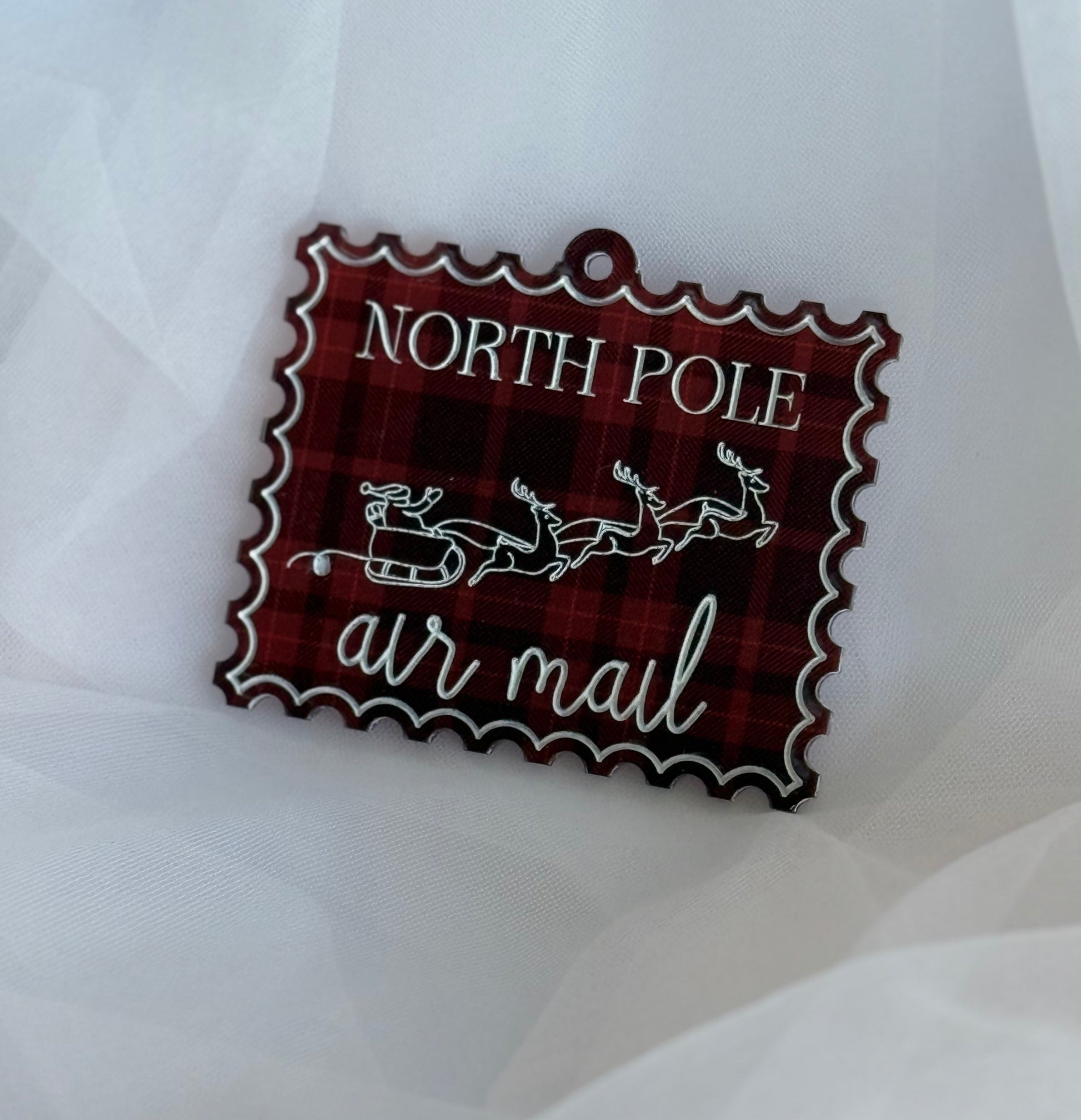 Santa Stamp- Red Plaid