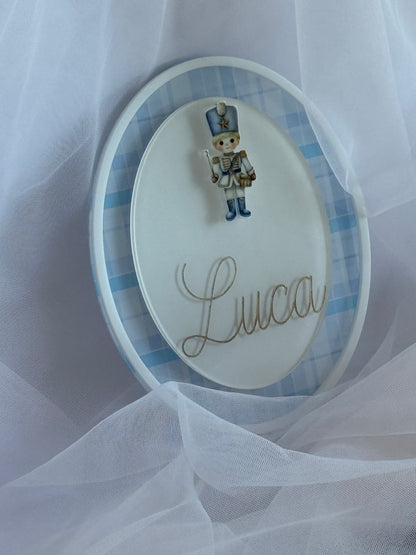 Personalised Christmas Plaque- Blue Plaid