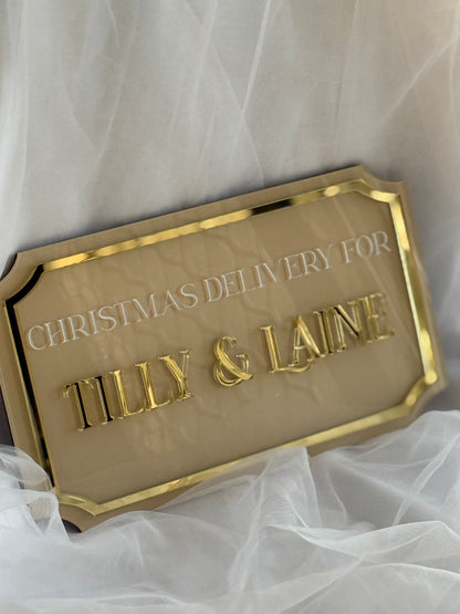 Personalised Christmas Crate Plaque- Beige