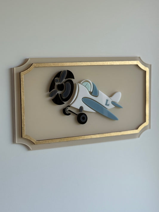 Airplane Wall Decor- Nursery Decor- Beige