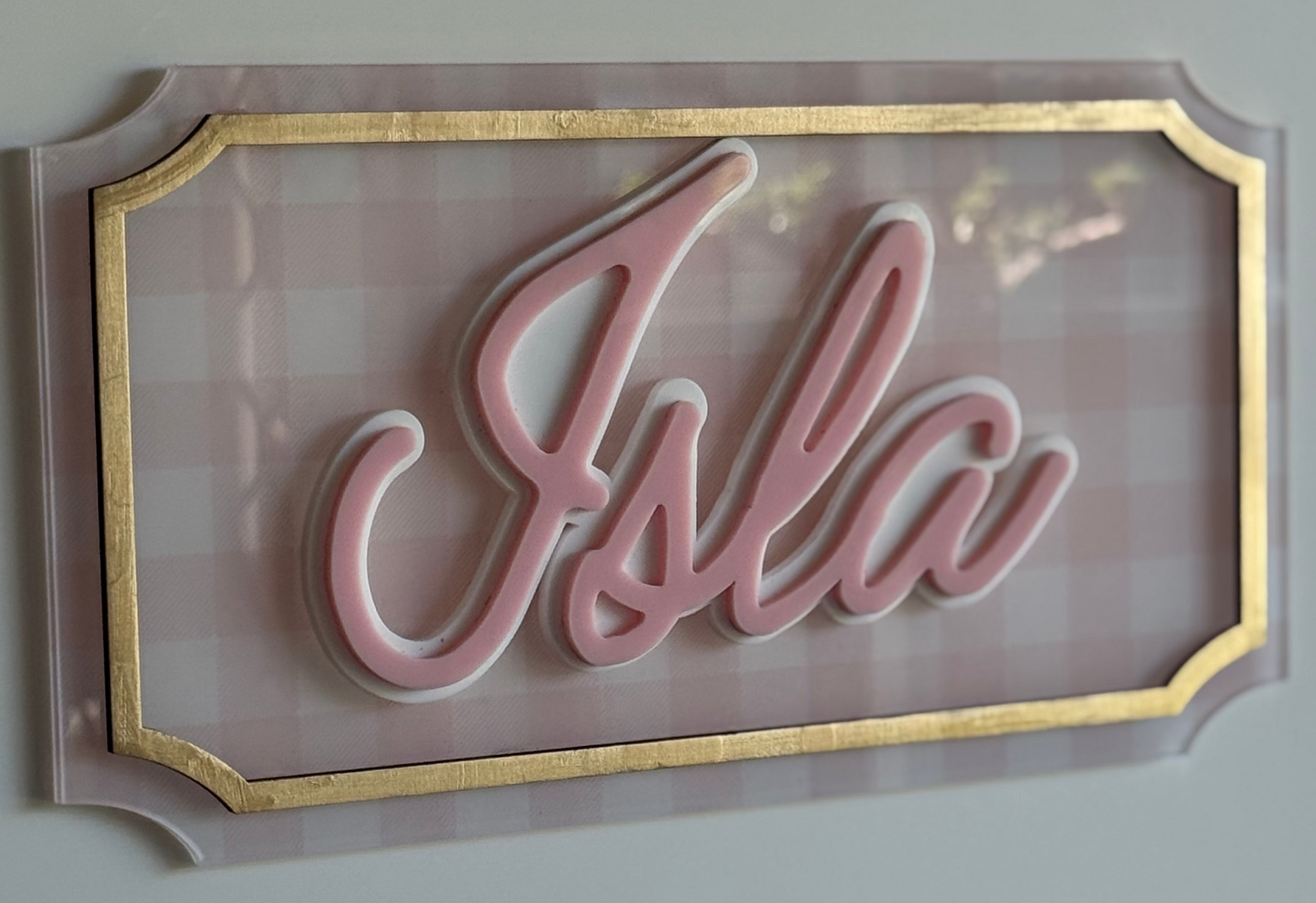 3D Name Plaque- Gingham Style