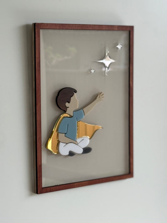 Boy Reaching for a star Plaque- Bedroom decor