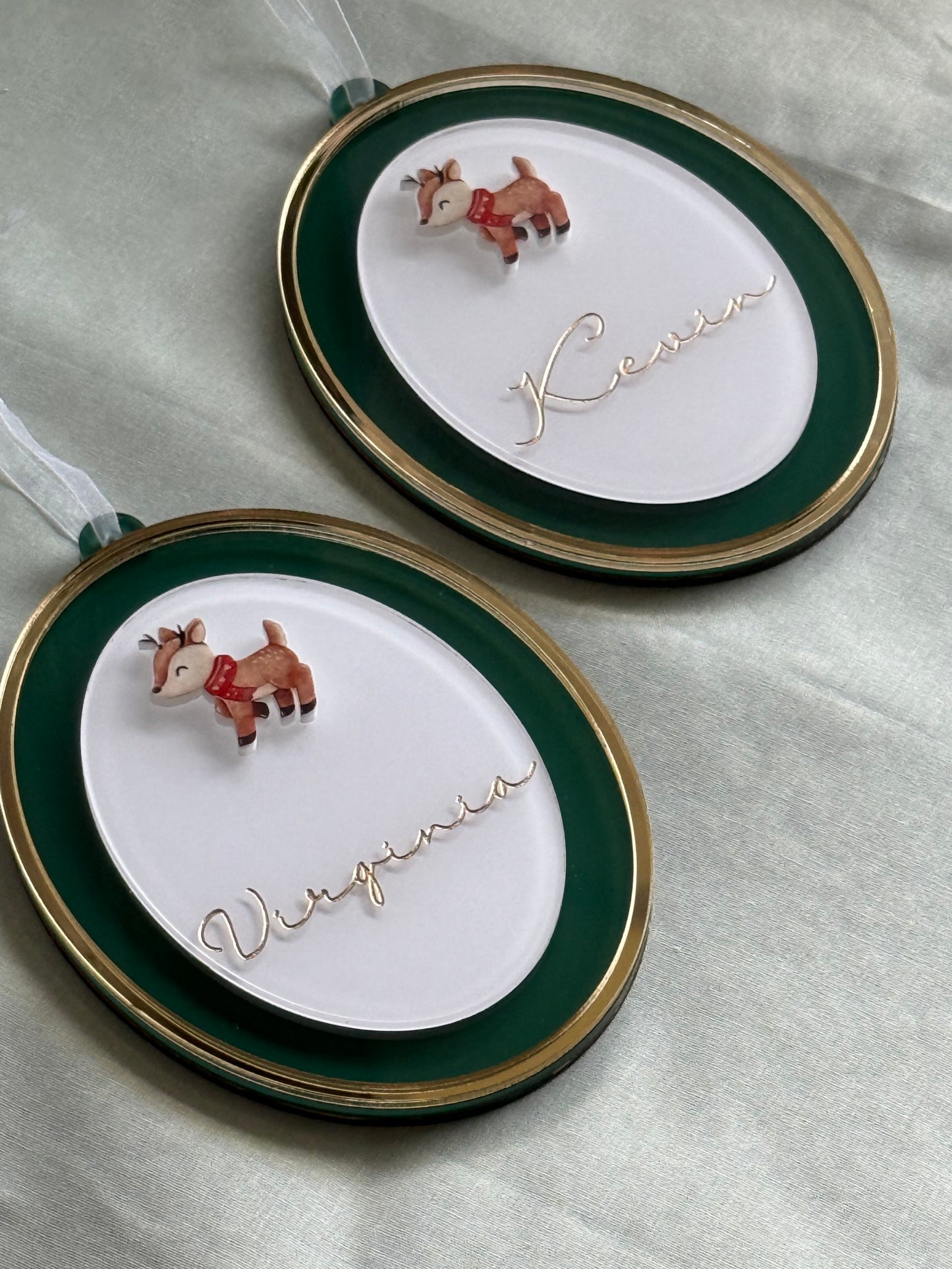 Personalised Christmas Oval Acrylic Plaque- Custom Christmas Keepsake