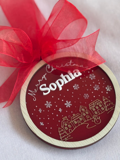 Personalised Acrylic Christmas Ornament- Round Bauble