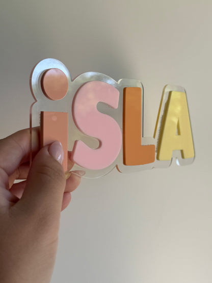 3D Name Sign- Multicoloured name sign-Double Layer Name Sign- Name Sign- Sign- Custom Sign- Bedroom Decor- Personalised Plaque- Acrylic Name Plaque- Name Wall Sign- Nursery Kids Decor- Personalised Gift- Kids Gift- Christmas gift