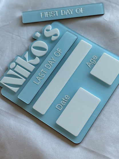 First Day / Last Day School Boards- Photo Prop- Kindy Board- School picture Board- First Day Board- Last Day Board- Dry Erase Board- Kindergarten Board- Name Board- Personalised Board- School Board- Baby Blue