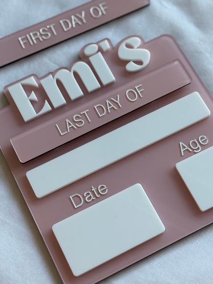 First Day / Last Day School Boards- Photo Prop- Kindy Board- School picture Board- First Day Board- Last Day Board- Dry Erase Board- Kindergarten Board- Name Board- Personalised Board- School Board- Dusty Pink