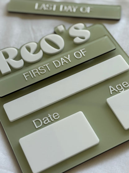 First Day / Last Day School Boards- Photo Prop- Kindy Board- School picture Board- First Day Board- Last Day Board- Dry Erase Board- Kindergarten Board- Name Board- Personalised Board- School Board- Green
