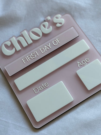 First Day / Last Day School Boards- Photo Prop- Kindy Board- School picture Board- First Day Board- Last Day Board- Dry Erase Board- Kindergarten Board- Name Board- Personalised Board- School Board- Baby Pink- Multi-coloured