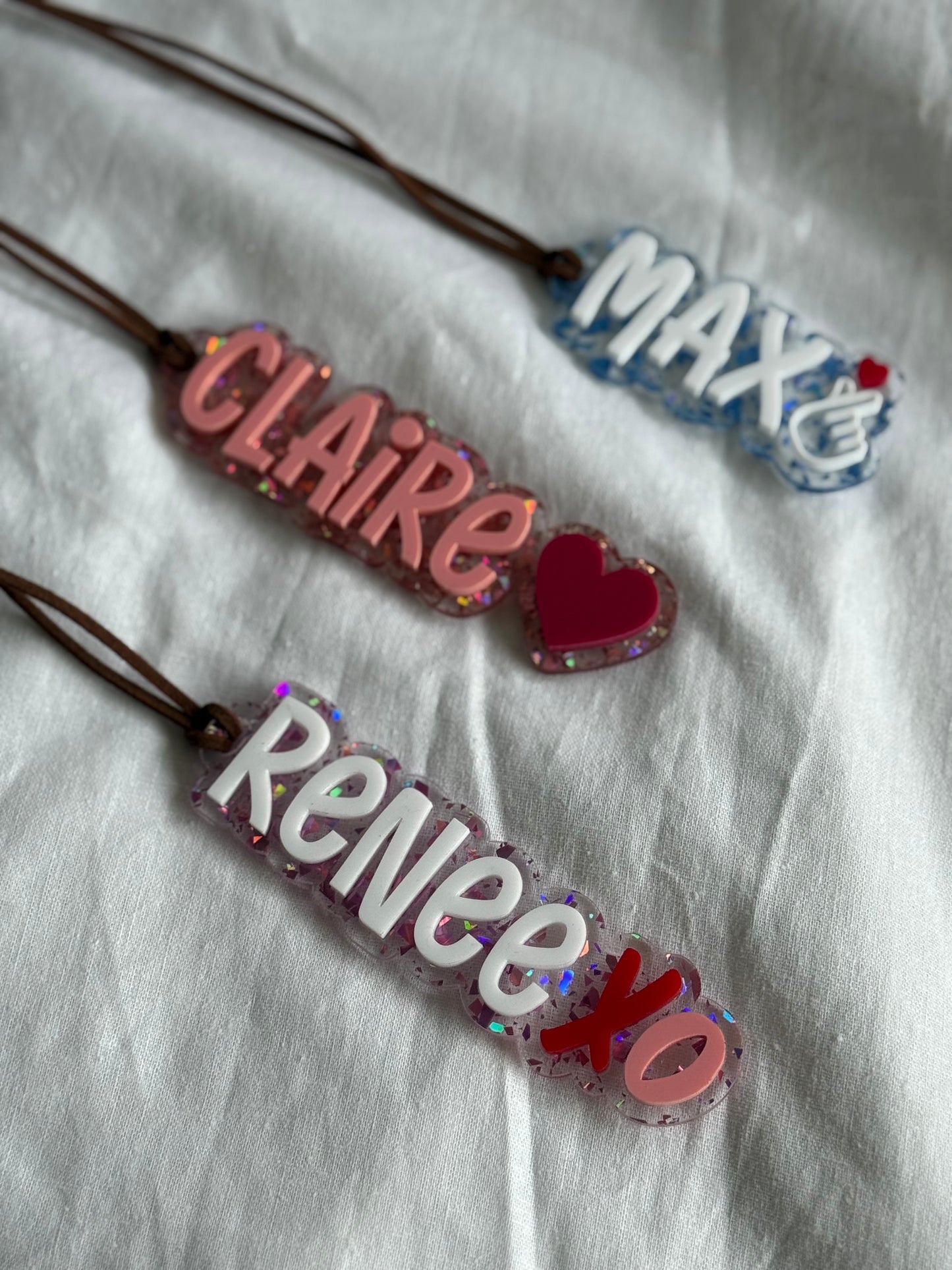 Personalised Valentine's Day Acrylic Tags- Name Keyring