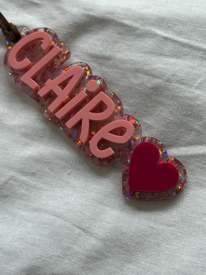 Personalised Valentine's Day Acrylic Tags- Name Keyring