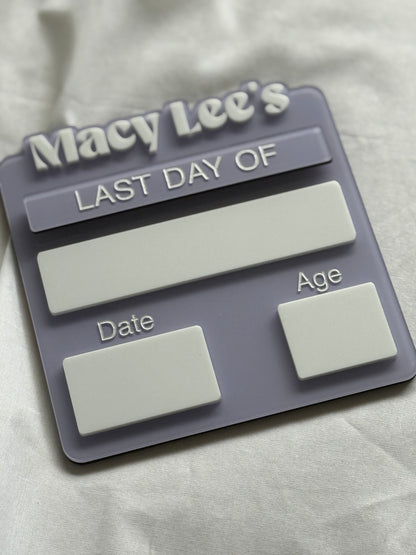 First Day / Last Day School Boards- Photo Prop- Kindy Board- School picture Board- First Day Board- Last Day Board- Dry Erase Board- Kindergarten Board- Name Board- Personalised Board- School Board- Lavender- Multi-coloured