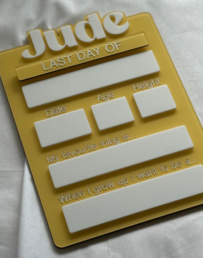Personalised First Day/Last Day School Board | Photo Prop- Large