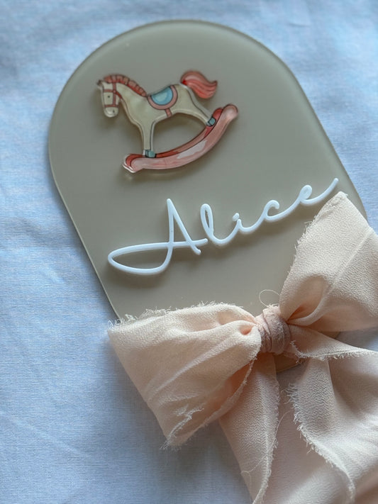 Newborn Plaque- Baby Announcement- Newborn Baby Plaque- Birth Announcement- Name Plaque- Newborn Announcement- Baby Name Reveal- Birth Statistics- Hospital Arrival- Hospital Name Sign- Birth Stats Sign- Baby Arrival Plaque- Rocking Horse- Multicoloured