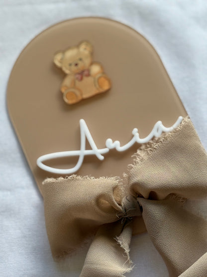 Newborn Plaque- Baby Announcement- Newborn Baby Plaque- Birth Announcement- Name Plaque- Newborn Announcement- Baby Name Reveal- Birth Statistics- Hospital Arrival- Hospital Name Sign- Birth Stats Sign- Baby Arrival Plaque- Teddy Bear- Multicoloured