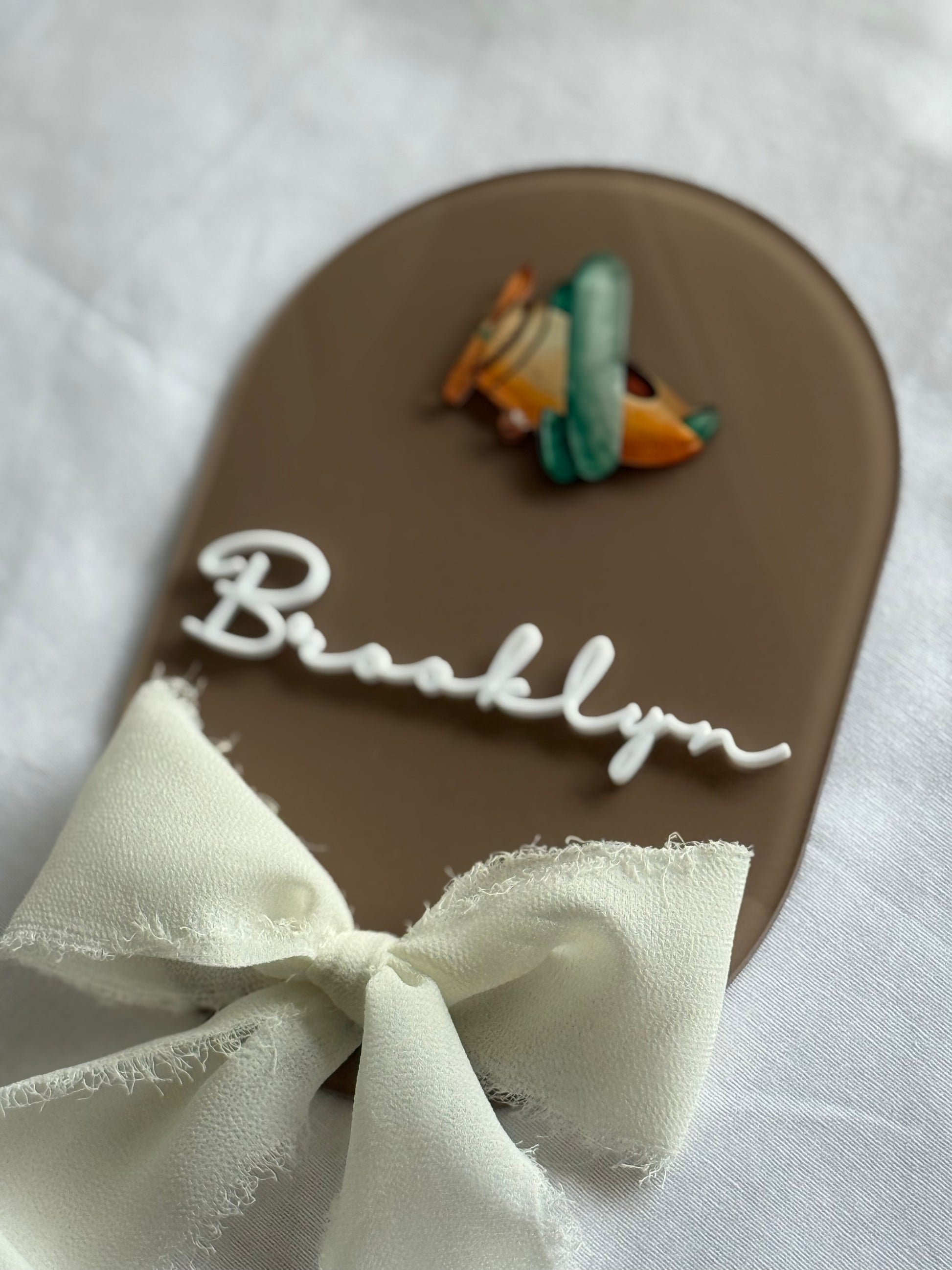 Newborn Plaque- Baby Announcement- Newborn Baby Plaque- Birth Announcement- Name Plaque- Newborn Announcement- Baby Name Reveal- Birth Statistics- Hospital Arrival- Hospital Name Sign- Birth Stats Sign- Baby Arrival Plaque- Airplane- Multicoloured- Chiffon Ribbon