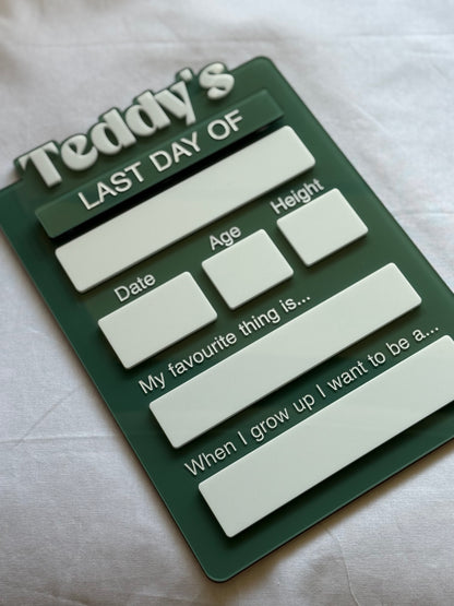 Personalised First Day/Last Day School Board | Photo Prop- Large