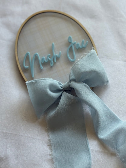 Birth Announcement Plaque- Bow
