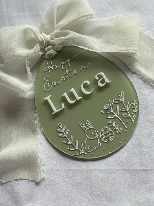 Personalised Easter Basket Tag - Engraved Bunny Name Decoration